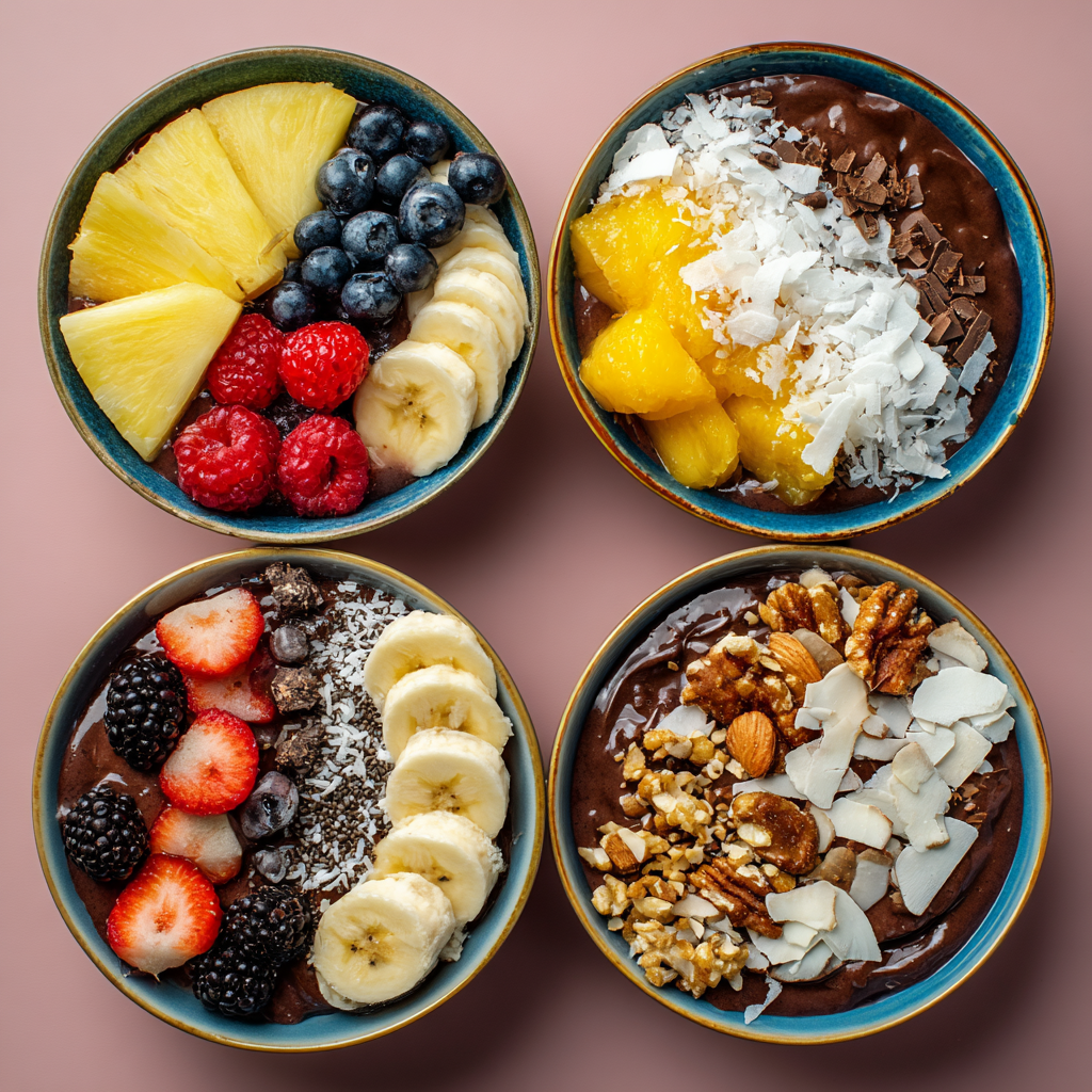 Delicious toppings for açaí bowls